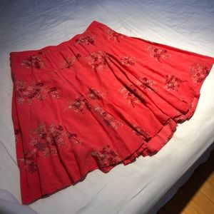 Old Navy Pink/Coral Floral Mini Skirt with Elastic Waist
